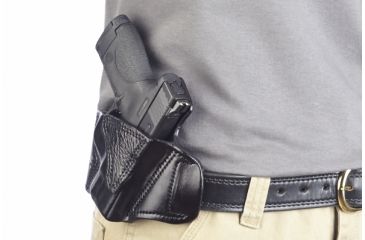 Image of Wilson Combat Lo-Profile II Holster, S and W M and P Shield, Right Hand, 1.5in Belt, Black Leather with Shark Trim MLP15BLSR15