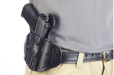 Image of Wilson Combat Lo-Profile II Holster, SIG Sauer P229, Right Hand, 1.5in Belt, Black Leather with Shark Trim MLP18BLSR15