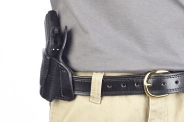 Image of Wilson Combat Lo-Profile II Holster, SIG Sauer P938, Right Hand, 1.5in Belt, Black Leather with Shark Trim MLP19BLSR15