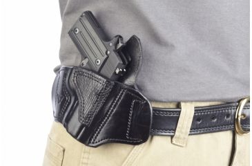 Image of Wilson Combat Lo-Profile II Holster, SIG Sauer P938, Right Hand, 1.5in Belt, Black Leather with Shark Trim MLP19BLSR15