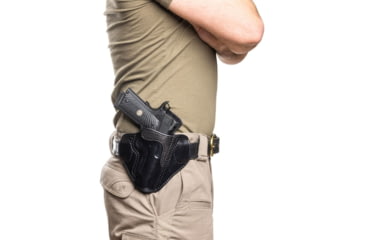 Image of Wilson Combat Lo-Profile II Leather Outside the Waistband Holster w/ Rail, 1911 Commander/Compact, Right, Black, MLP2BLSR15R