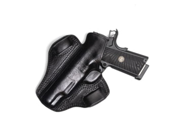 Image of Wilson Combat Lo-Profile II Leather Outside the Waistband Holster w/ Rail, 1911 Full-Size, Right, Black, MLP1BLSR15R