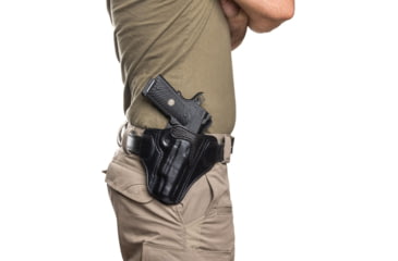 Image of Wilson Combat Lo-Profile II Leather Outside the Waistband Holster w/ Rail, 1911 Full-Size, Right, Black, MLP1BLSR15R