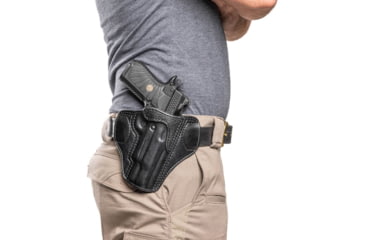 Image of Wilson Combat Lo-Profile II Leather Outside the Waistband Holster w/Rail, Wilson Combat EDC X9/X9s/SFX9, Right, Black, MLP9BLSR15R