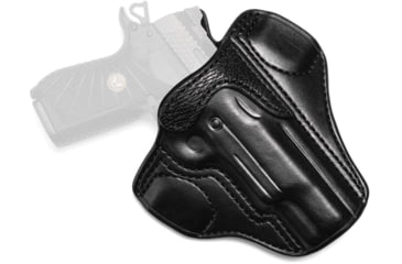 Image of Wilson Combat Lo-Profile II Leather Outside the Waistband Holster w/Rail, Wilson Combat EDC X9/X9s/SFX9, Right, Black, MLP9BLSR15R