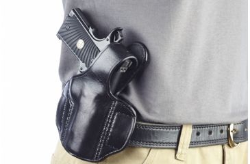 Image of Wilson Combat Lo-Profile Thumb Break Holster, Compact 1911, Right Hand, 1.5in Belt, Black Leather LPTB2BLR15