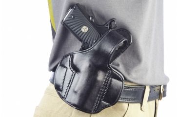 Image of Wilson Combat Lo-Profile Thumb Break Holster, Compact 1911, Right Hand, 1.5in Belt, Black Leather LPTB2BLR15