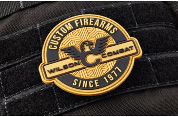 Image of Wilson Combat Logo PVC Patch, Round, Tan/Black 879