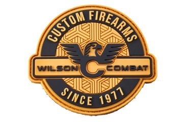 Image of Wilson Combat Logo PVC Patch, Round, Tan/Black 879
