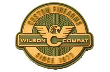 Image of Wilson Combat Logo PVC Patch, Round, Green/Tan 880