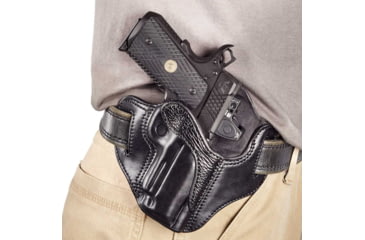 Image of Wilson Combat Optic Ready Leather Outside the Waistband Holster w/ Rail, 1911, Right, Black, OR2BLSR15R