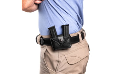 Image of Wilson Combat Palmetto Cowhide Leather Double Pistol Magazine Pouch, Wilson Combat EDC X9, Ambidextrous, Black, PLDP9BLR15