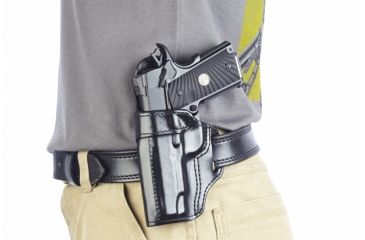 Image of Wilson Combat Rapid Response Holster, Compact 1911, Left Hand, 1.5in Belt, Black Leather RV2BLL15