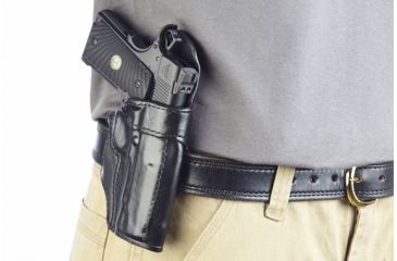 Image of Wilson Combat Rapid Response Holster, Compact 1911, Right Hand, 1.5in Belt, Black Leather RV2BLR15