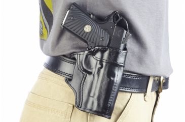 Image of Wilson Combat Rapid Response Holster, Compact 1911, Right Hand, 1.5in Belt, Black Leather RV2BLR15