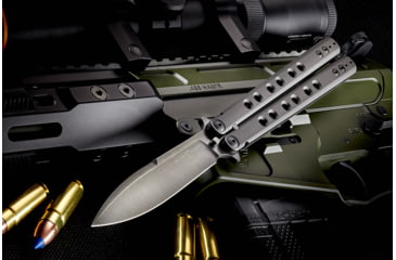 Image of Wilson Combat SuperFly Tactical Butterfly Folding Knife, 4.375 in, Black DLC Finish, WTK-SF-B