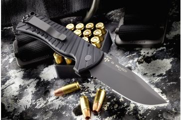Image of Wilson Combat Pro Tech, Eagle Automatic by Les George, Matte Black DLC Blade Finish, Serrated, Matte Black, WTK-EAGLE-AB-S