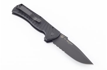 Image of Wilson Combat Pro Tech, Eagle Automatic by Les George, Matte Black DLC Blade Finish, Serrated, Matte Black, WTK-EAGLE-AB-S