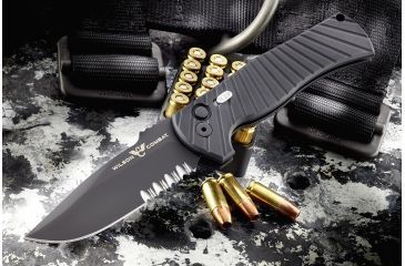 Image of Wilson Combat Pro Tech, Eagle Automatic by Les George, Matte Black DLC Blade Finish, Serrated, Matte Black, WTK-EAGLE-AB-S