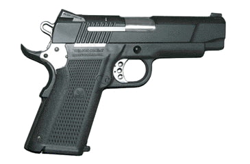 Image of Wilson Combat KZ-45-Compact Pistol, .45 ACP, 4 in barrel, stainless steel and polymer frame, integrated polymer grip, recoil operated semi-automatic, single-action, thumb and grip safety, tactical combat pyramid, 9 round magazine, WC-KZ-45-CPT-FRRMPG