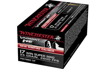 Image of Winchester .17 Winchester Super Magnum 25 Grain Jacketed Hollow Point Rimfire Ammo, 50 Rounds, X17W25