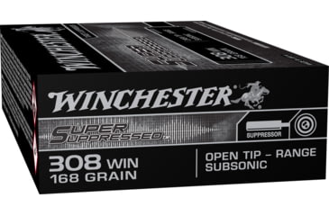 Image of Winchester .308 168 Grain Open Tip Subsonic Brass Case Centerfire Rifle Ammo, WINCSUP308