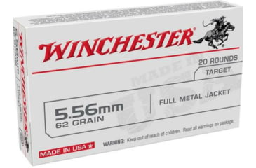 Image of Winchester Winchester 5.56x45mm NATO 62 Grain Full Metal Jacket Centerfire Rifle Ammo, 20 Rounds, USA5562