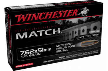 Image of Winchester Matchking 7.62x51mm 175 Grain Sierra BTHP Centerfire Rifle Ammo, 20 Rounds, S76251M
