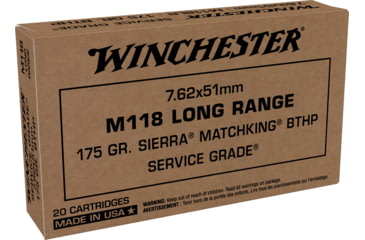 Image of Winchester 7.62X51mm M118 175 BTHP LC Centerfire Rifle Ammo, 20 Round, SGM118LRM