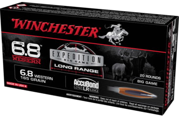 Image of Winchester Expedition Big Game Long Range Long Range 6.8 Western 165 Grain Centerfire Rifle Ammo, 20 Rounds, S68WLR