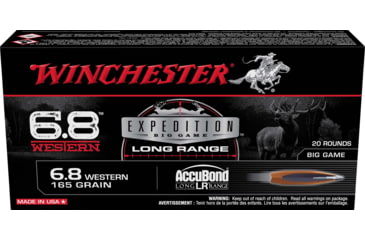 Image of Winchester Expedition Big Game Long Range Long Range 6.8 Western 165 Grain Centerfire Rifle Ammo, 20 Rounds, S68WLR