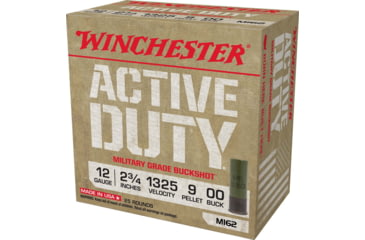 Image of Winchester Active Duty 12 Gaude 9 Pellet 2.75in #00 Buck Shotgun Buckshot Ammo, 25 Rounds, WIN1200MG