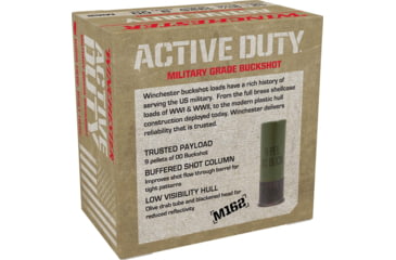 Image of Winchester Active Duty 12 Gaude 9 Pellet 2.75in #00 Buck Shotgun Buckshot Ammo, 25 Rounds, WIN1200MG