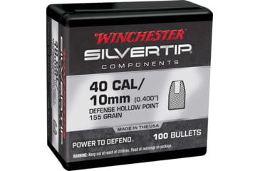 Image of Winchester Pistol Bullets, 40 S&amp;W, .400, 155 Grain, Silvertip Jacketed Hollow Point, 100 Bullets, WB40ST155X-400CAL