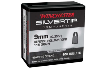 Image of Winchester Pistol Bullets,9 mm, .355, 115 Grain, Silvertip Jacketed Hollow Point, 100 Bullets, WB9ST115X-355CAL