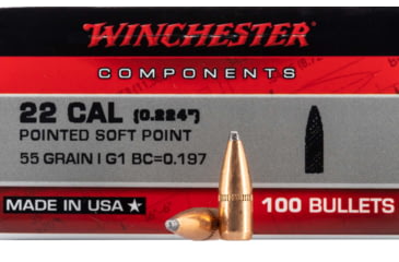 Image of Winchester Ammo Centerfire Rifle Reloading, 223 Rem .224, 55 Grain, 100 Bullets, WB223SP55X