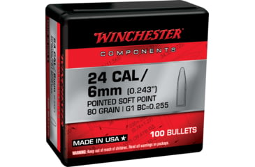 Image of Winchester Ammo Centerfire Rifle Reloading 243 Win .243 80 Gr Pointed Soft Poin WB243SP80X