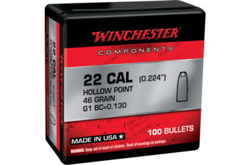 Image of Winchester Ammo Reloading 22 Cal .224 46 Gr Hollow Point HP 100 Per Box WBR222PSP50