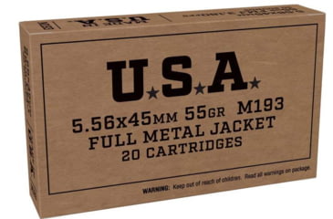 Image of Winchester Service Grade 5.56x45mm NATO 55 Grain Full Metal Jacket Rifle Ammo, 20 Rounds, SG556W