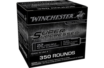 Image of Winchester Ammo SUP22LRB2 Super Suppressed 22LR 45gr 350 Per Box/4 Case