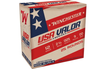 Image of Winchester USA Valor 12 Gauge 2.75in 00 Buck Centerfire Shotgun Buckshot Ammo, 25 Rounds, USA1200VP