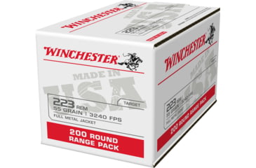 Image of Winchester USA RIFLE, .223 Remington, 55 Grain, Full Metal Jacket, Brass, Centerfire Rifle Ammo, 200 Rounds, W223200