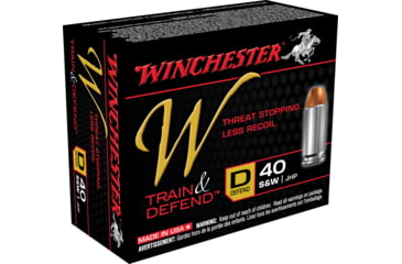 Image of Winchester Ammo W Train And Defend 40 S&amp;W 180 Grain Jacketed Hollow Point Ammo, W40SWD
