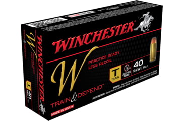 Image of Winchester Ammo W Train And Defend 40 S&amp;W 180 Grain Full Metal Jacket Ammo, W40SWT