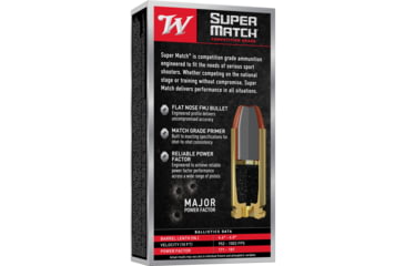 Image of Winchester Ammunition Super Match, 10MM, 180 Grain, Flat Nose Bullet, 50 Round Box SM10FN180