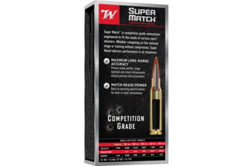Image of Winchester Ammunition Super Match, 5.56 NATO, 77 Grain, Boat Tail Hollow Point, 20 Round Box SM556