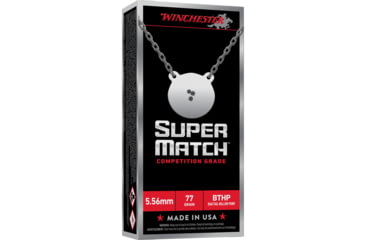 Image of Winchester Ammunition Super Match, 5.56 NATO, 77 Grain, Boat Tail Hollow Point, 20 Round Box SM556