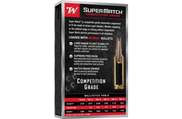 Image of Winchester Super Match 6.5mm Creedmoor 140 Grain Boat Tail Hollow Point Brass Cased Rifle Ammunition, 20 Rounds, SM65CMBC