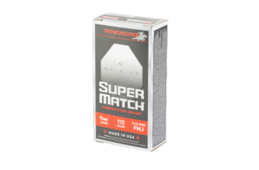 Image of Winchester Ammunition Super Match, 9MM, 115 Grain, Flat Nose Bullet, 50 Round Box SM9FN115