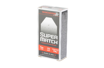Image of Winchester Ammunition Super Match, 9MM, 115 Grain, Round Nose Bullet, 50 Round Box SM9RN115
